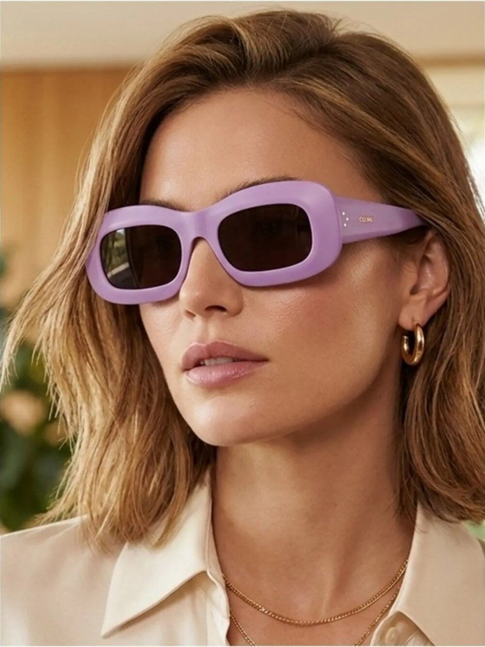Celine Women Sunglasses Purple Grey Rectangle CL40294I 78A NEW AUTHENTIC